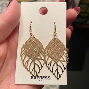 Express gold feather earrings - new!